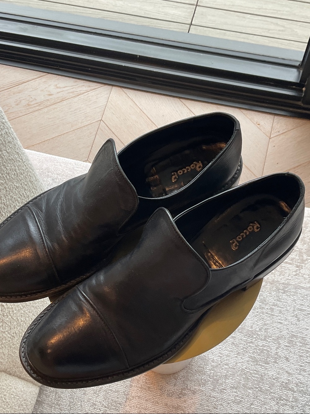 Rocco P. Black Leather Slip-On Loafers